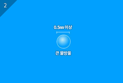 이 물방울들이 모여 큰 물방울이 됩니다.